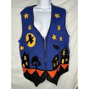 Victoria Jones Halloween Vest Zip Up Front Ramie Cotton Blend Plus Size 1X